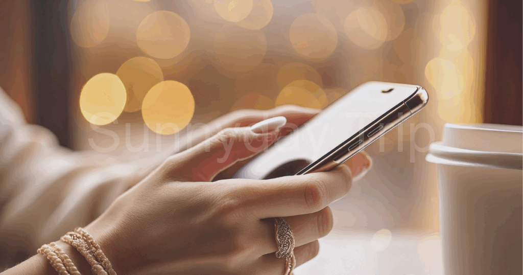 スマホを持つ女性の手元