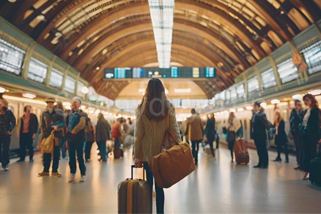 旅行かばんを持った女性