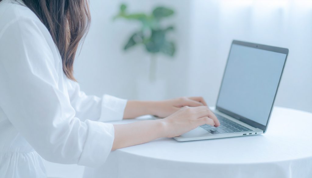 ノートパソコンを操作している女性